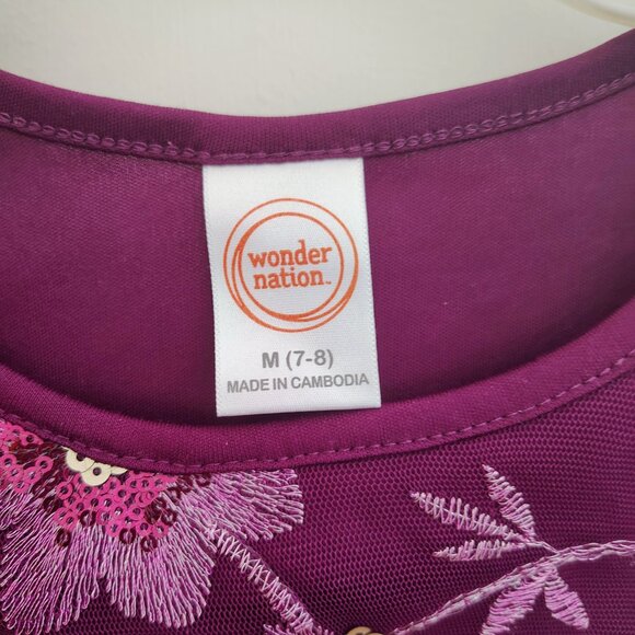 Wonder Nation plum purple floral mesh embroidered formal girls dress (M 7-8) - Picture 7 of 10